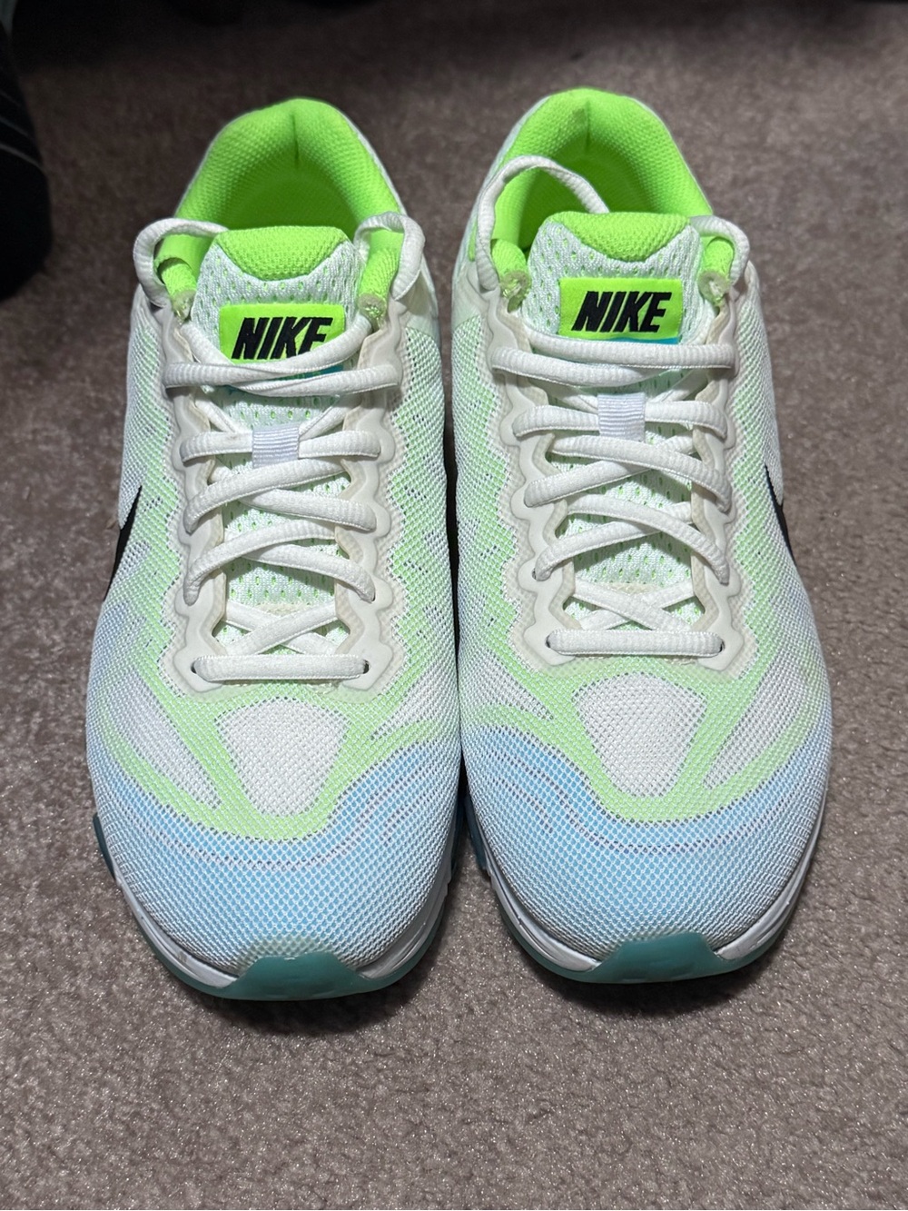 Nike Women’s Athletic Sneakers - White with Lime and Aqua